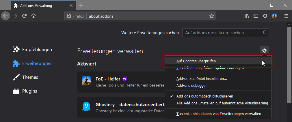 bodem Overleg rijstwijn Firefox addon does not work :( - Disccusion FoE-Helper